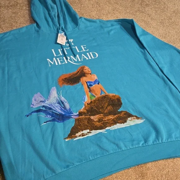 NWT Disney The Little Mermaid Women's Teal Aquamarine Hoodie Sweatshirt 3X - Picture 4 of 11